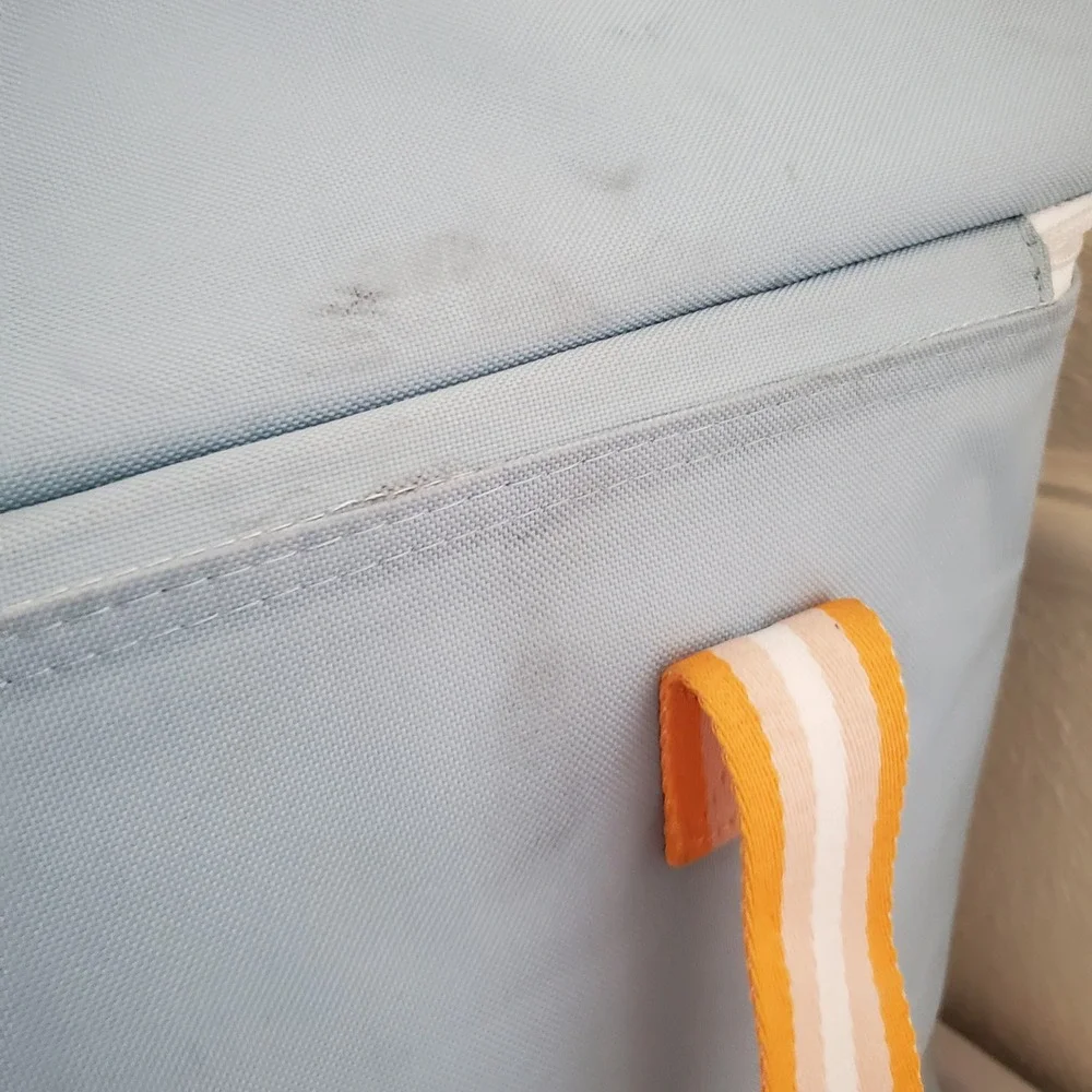 Aldi Insulated Cooler Tote Bag Light Blue Orange Striped Large Grocery Picnic